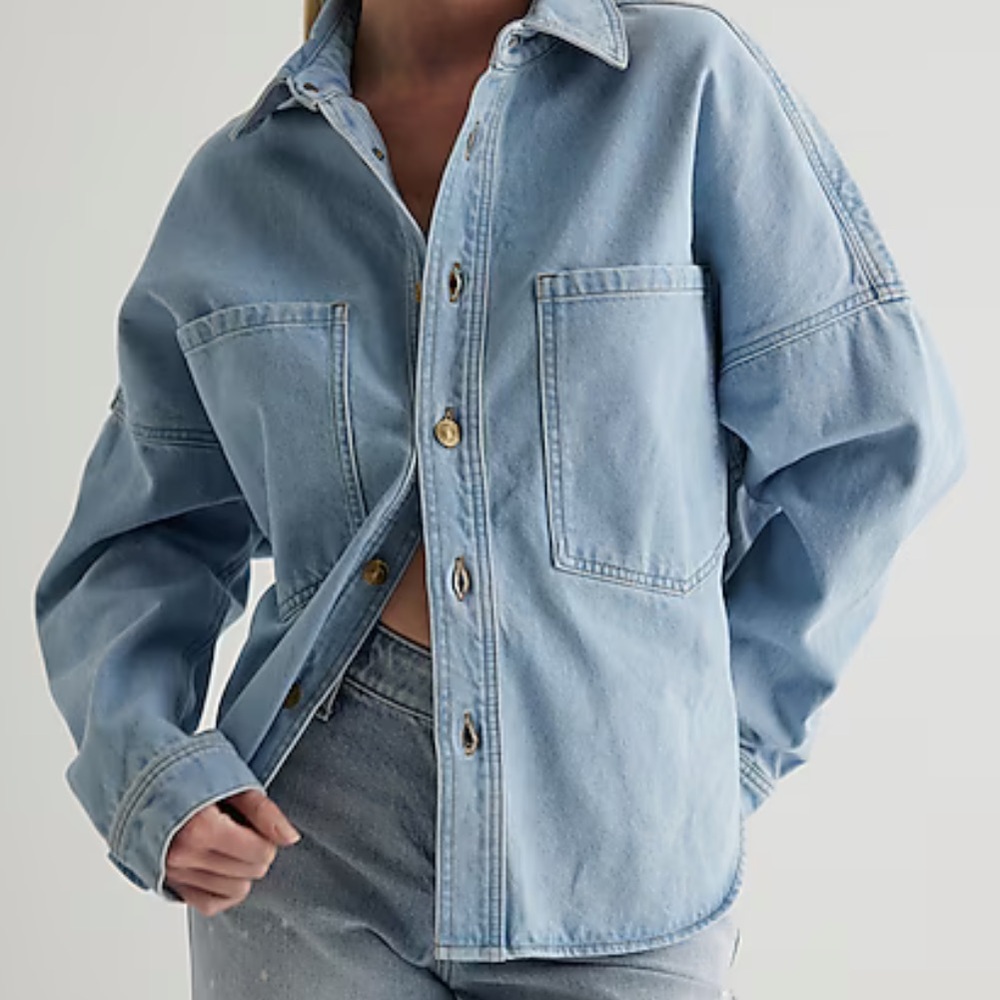 Oversized denim button down shirt